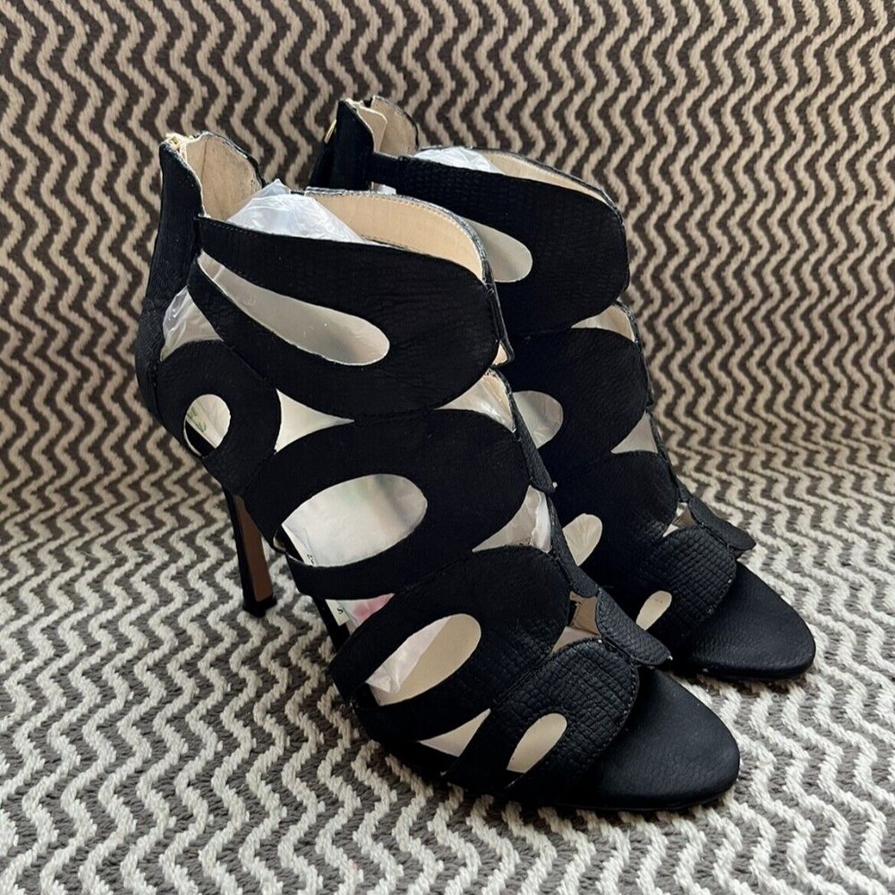 Nine West Flora Woman's Sandal High Stiletto Heels Black Dress Shoes Size 7 NEW